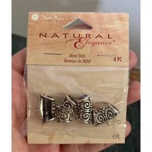 Blue Moon Beads Natural Elegance Metal Bails Silver Tone Scroll Design 4pc